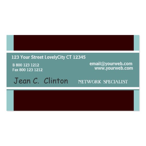 Cute Chocolate N Teal Blue Business Card Templates (front side)