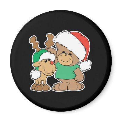 Cute Christmas Bear and Reindeer Magnets by doonidesigns