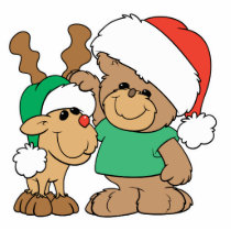 Cute Christmas Bear and Reindeer photo sculptures