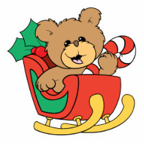 Cute Christmas Bear in Sleigh photo sculptures