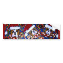 Cute Christmas Bulldog Bumper Sticker bumper stickers