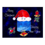Cute Christmas Candle Holder Postcard
