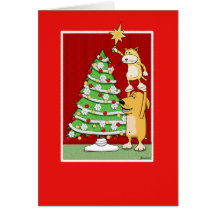 Cute Christmas card: Cat and Dog