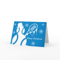 Cute Christmas card for tennis players - snowman cards