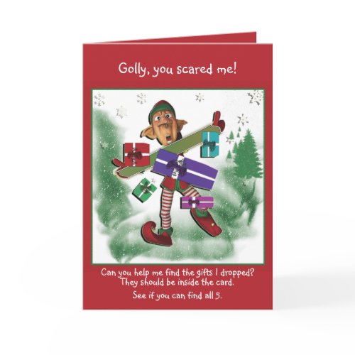 Cute Christmas cartoon elf kids gifts card