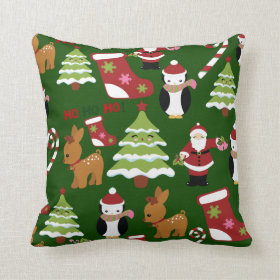 Cute Christmas Collage Design with Santa Pillow