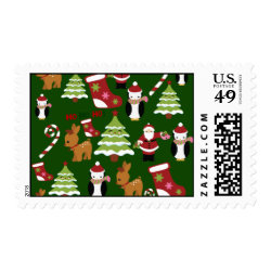 Cute Christmas Collage Design with Santa Postage Stamp