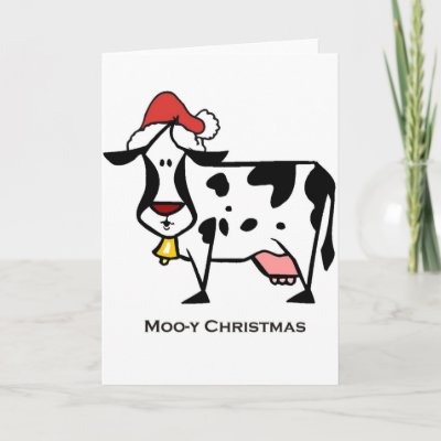 Cute Christmas Cow Greeting Cards