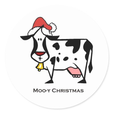 Cute Christmas Cow stickers