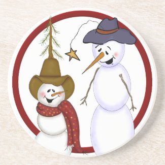 Cute Christmas Cowboy Snowman Drink Coaster