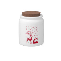 Cute Christmas deers with snowflakes candy jars
