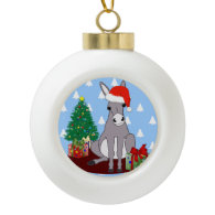 Cute Christmas Donkey White Christmas Trees Ornaments
