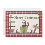 Cute Christmas Elf with Present Party Invitation