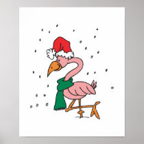 cute christmas flamingo poster