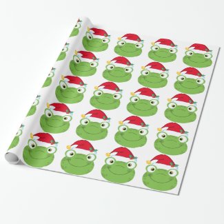 Cute Christmas Frog Wrapping Paper