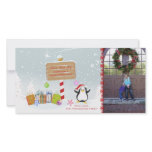 Cute Christmas holiday penguin photocard Photo Card Template