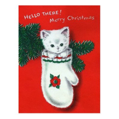 Cute Christmas Kitten Postcard