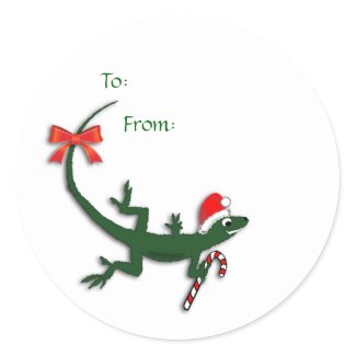 Cute Christmas Lizard Gift Label Stickers