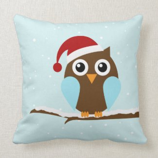 Cute Christmas Owl Throw Pillows