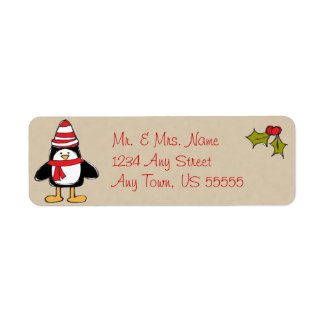 Cute Christmas Penguin Address Labels label