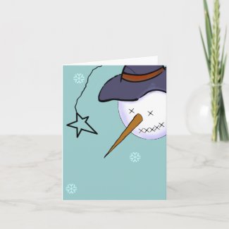 Cute Christmas Primitive Snowman Blank Cards