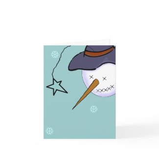 Cute Christmas Primitive Snowman Blank Cards