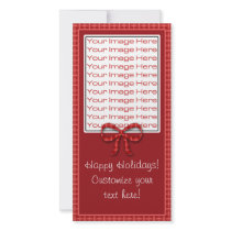 Cute Christmas Red Plaid Photo Card Template photo cards
