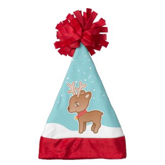 Cute Christmas Reindeer With A Bell Santa Hat