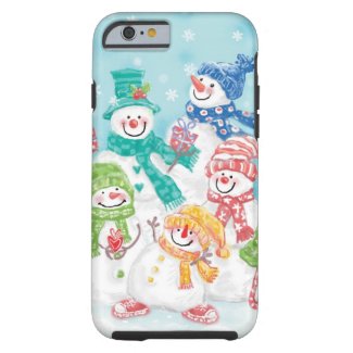 Cute Christmas Snowman Family in the Snow iPhone 6 Case