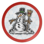 Cute Christmas Snowman Plate