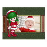 Cute Christmas template with Elf Post Card