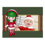 Cute Christmas template with Elf Post Card