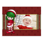 Cute Christmas template with Elf Post Card