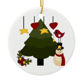 Cute Christmas Tree Decorating Snowman Bird Stars Christmas Ornaments