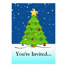 Cute Christmas Tree in Snow Custom Invitations