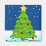 Cute Christmas Tree in Snow Refrigerator Magnets
