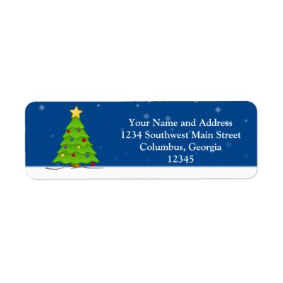 Cute Christmas Tree in Snow Return Address Labels