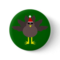 Cute Christmas Turkey Button