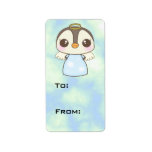 cute christmas winter angel penguin labels