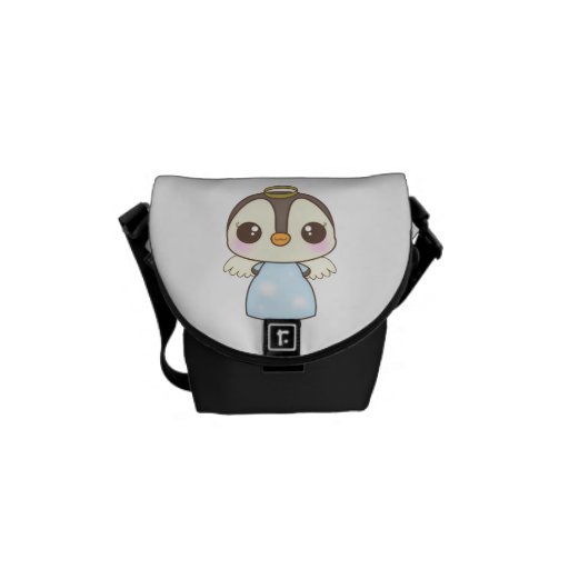 cute christmas winter angel penguin messenger bag