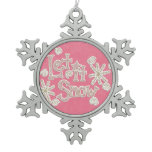 Cute Christmas Winter Let it Snow Design PINK Ornaments