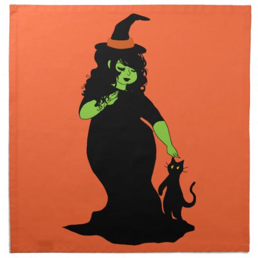 Cute Chubby Green Witch Printed Napkins Zazzle 