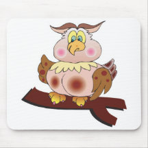 cute chubby owl mouse pad