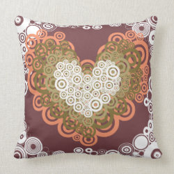 Cute Circle Hearts Pattern Earth Tones Pillow