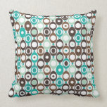 Cute circle retro pattern blue design pillow