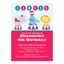 CUTE Circus Animals Birthday Party Invitation