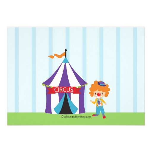 CUTE Circus Kids Birthday Party Invitation