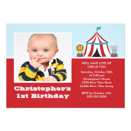 Chalk Style Circus Personalised Childrens Birthday Party Invitations