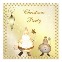 Cute & Classy Santa & Snowman Christmas Party Personalized Invitation