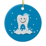 Cute clean tooth cartoon character ornament